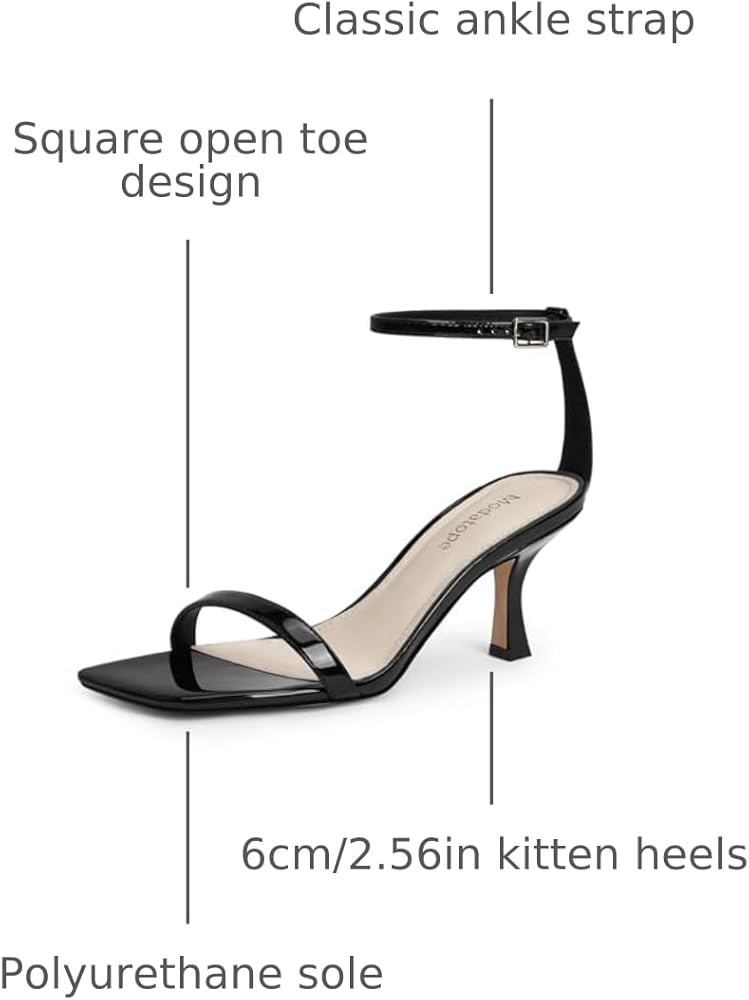 Amazon.com | Modatope Black Heels for Women Open Toe Mid